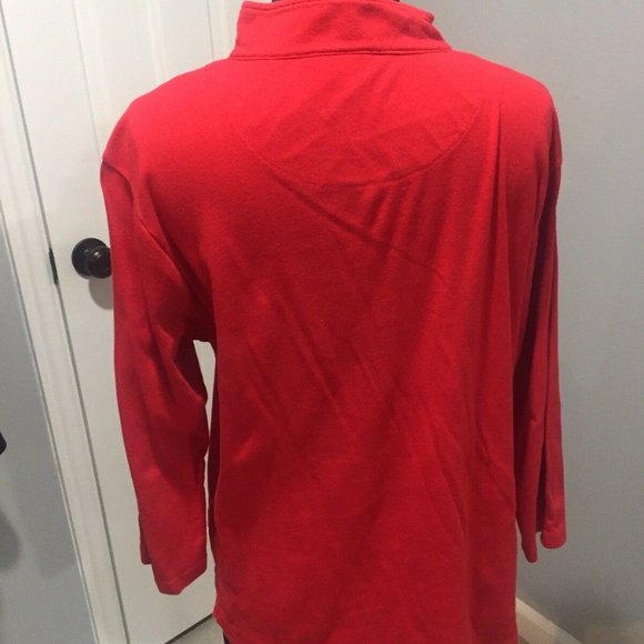 Coldwater Creek Red Knit Top Plaid Lining Size Med - Picture 5 of 7